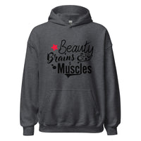 Load image into Gallery viewer, Beauty Brains &amp; Muscles Unisex Hoodie

