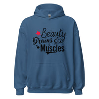 Load image into Gallery viewer, Beauty Brains &amp; Muscles Unisex Hoodie
