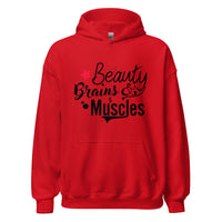 Load image into Gallery viewer, Beauty Brains &amp; Muscles Unisex Hoodie
