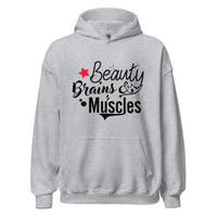 Load image into Gallery viewer, Beauty Brains &amp; Muscles Unisex Hoodie
