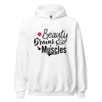 Load image into Gallery viewer, Beauty Brains &amp; Muscles Unisex Hoodie
