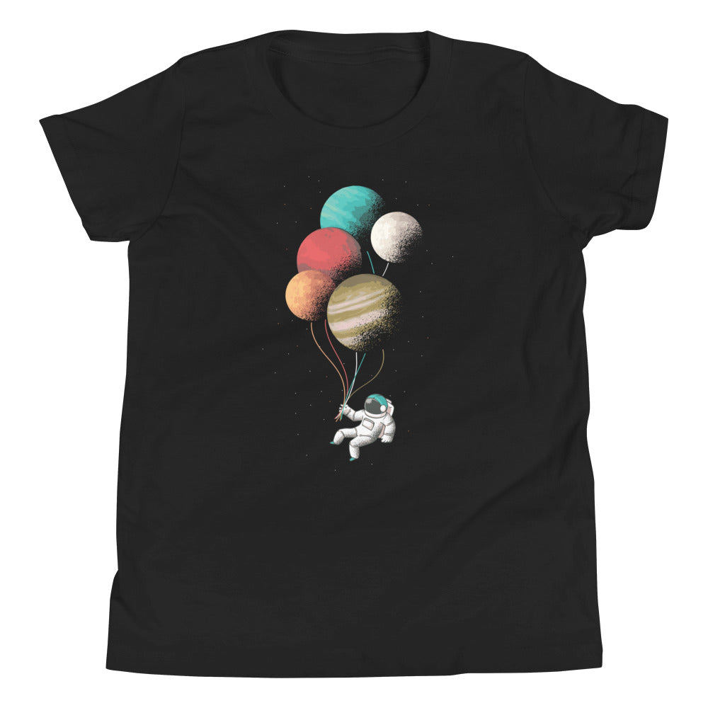 Astronut with Planet Ballons Youth Short Sleeve T-Shirt